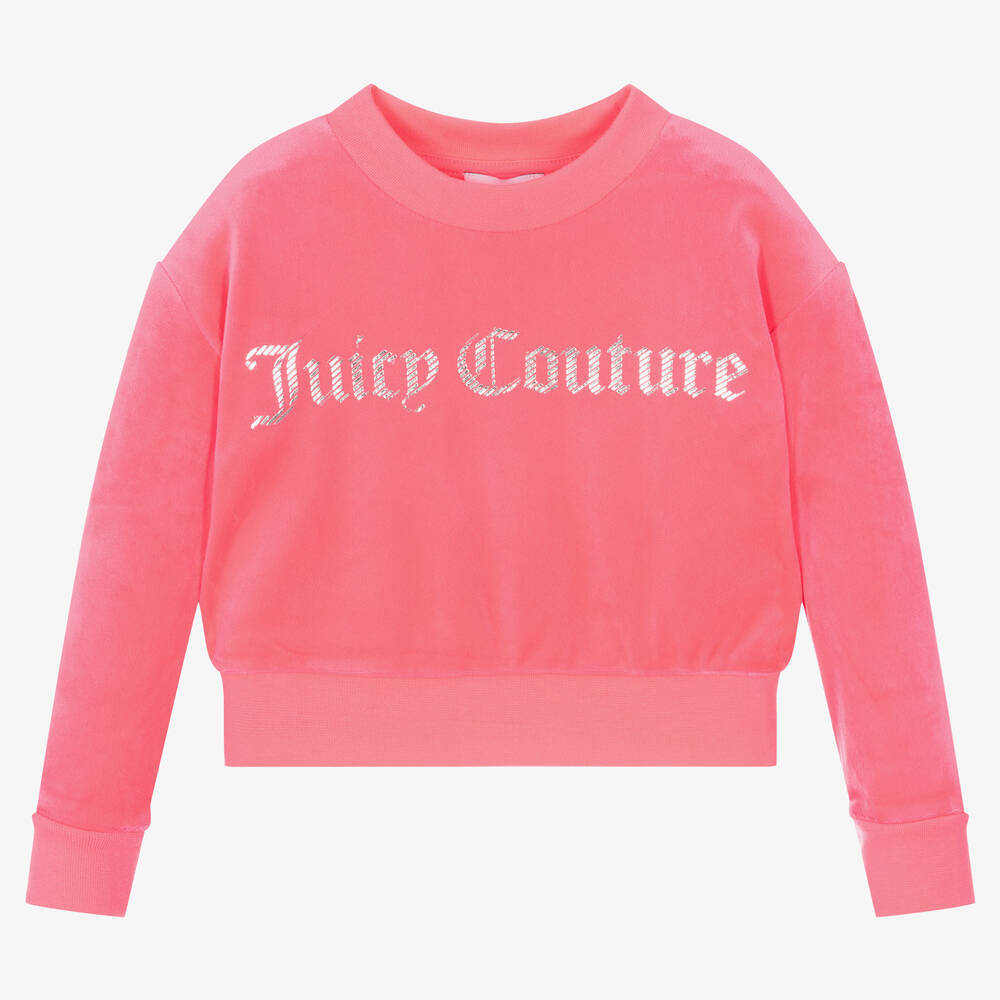 Juicy Couture - Girls Pink Velour Sweatshirt | Childrensalon