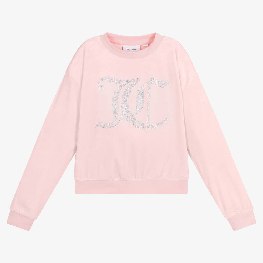 Juicy Couture - Girls Pink Velour Sweatshirt | Childrensalon