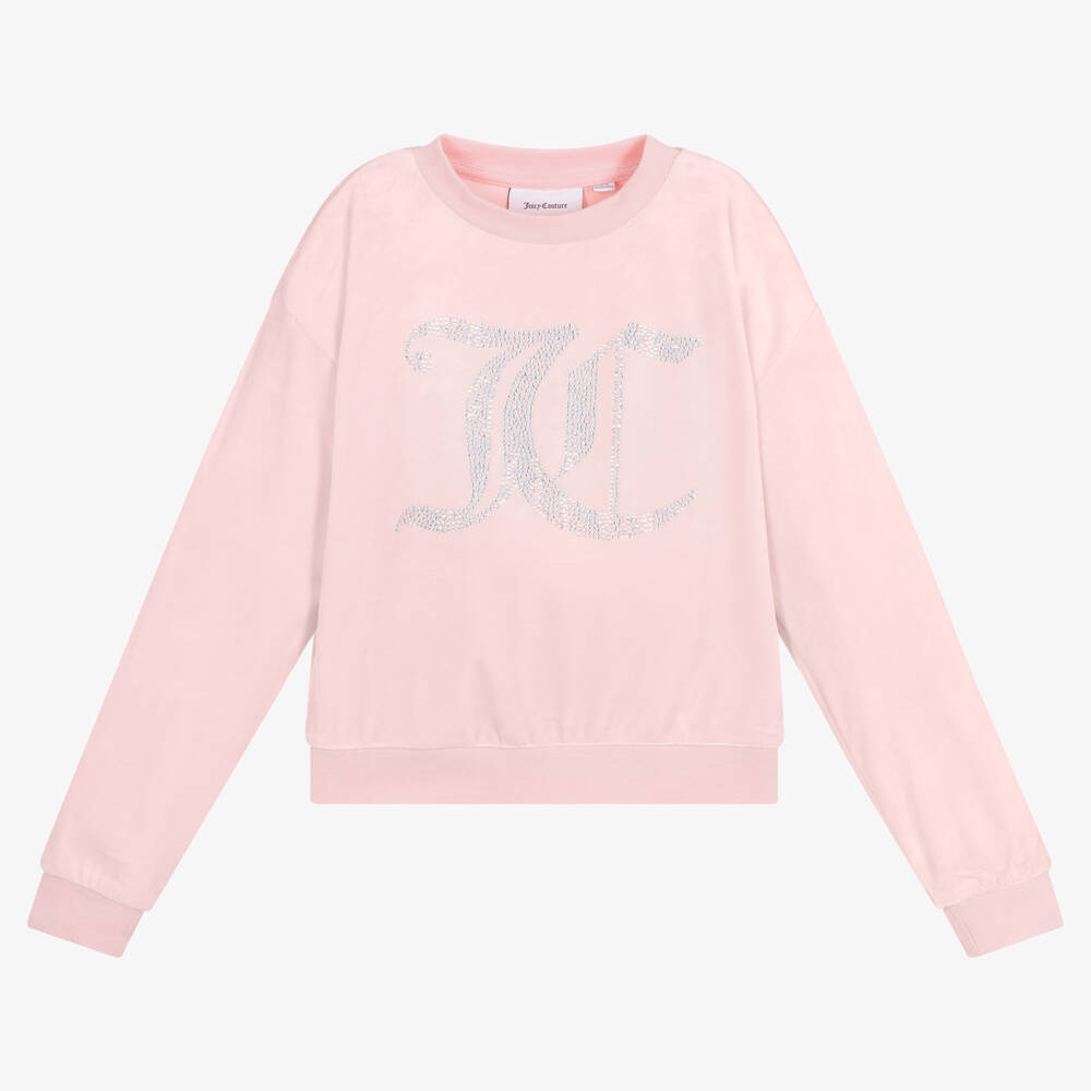 Juicy Couture - Sweat rose en velours fille | Childrensalon