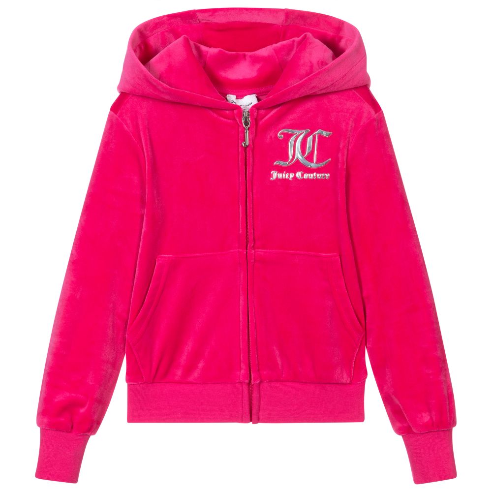 Juicy Couture - Girls Pink Velour Zip-Up Top | Childrensalon