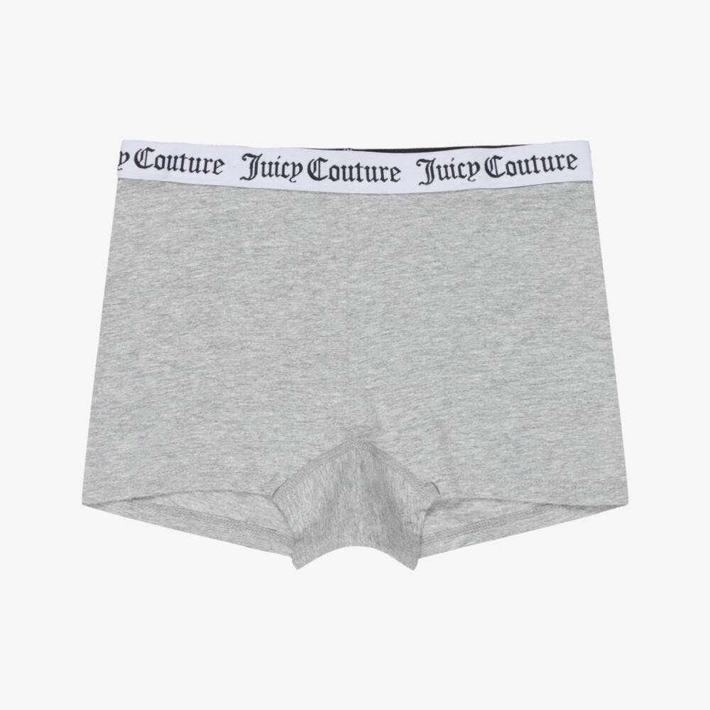 Juicy Couture-Girls Pink White & Grey Cotton Boxer Shorts (3 Pack) | Childrensalon Outlet