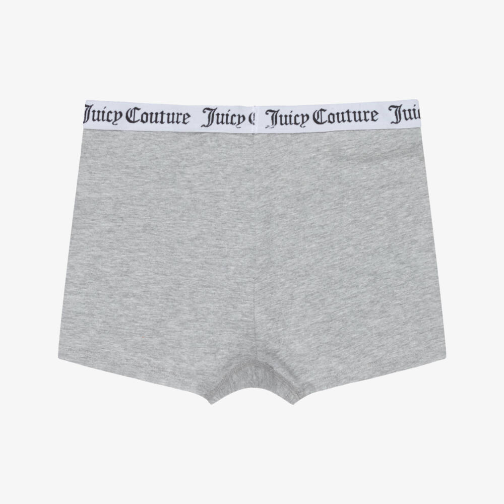 Juicy Couture-Girls Pink White & Grey Cotton Boxer Shorts (3 Pack) | Childrensalon Outlet