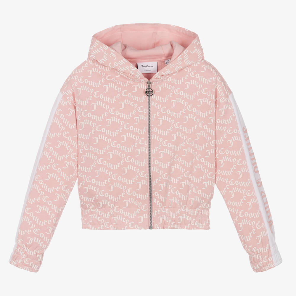 Juicy Couture - Sweat à capuche rose zippé fille | Childrensalon