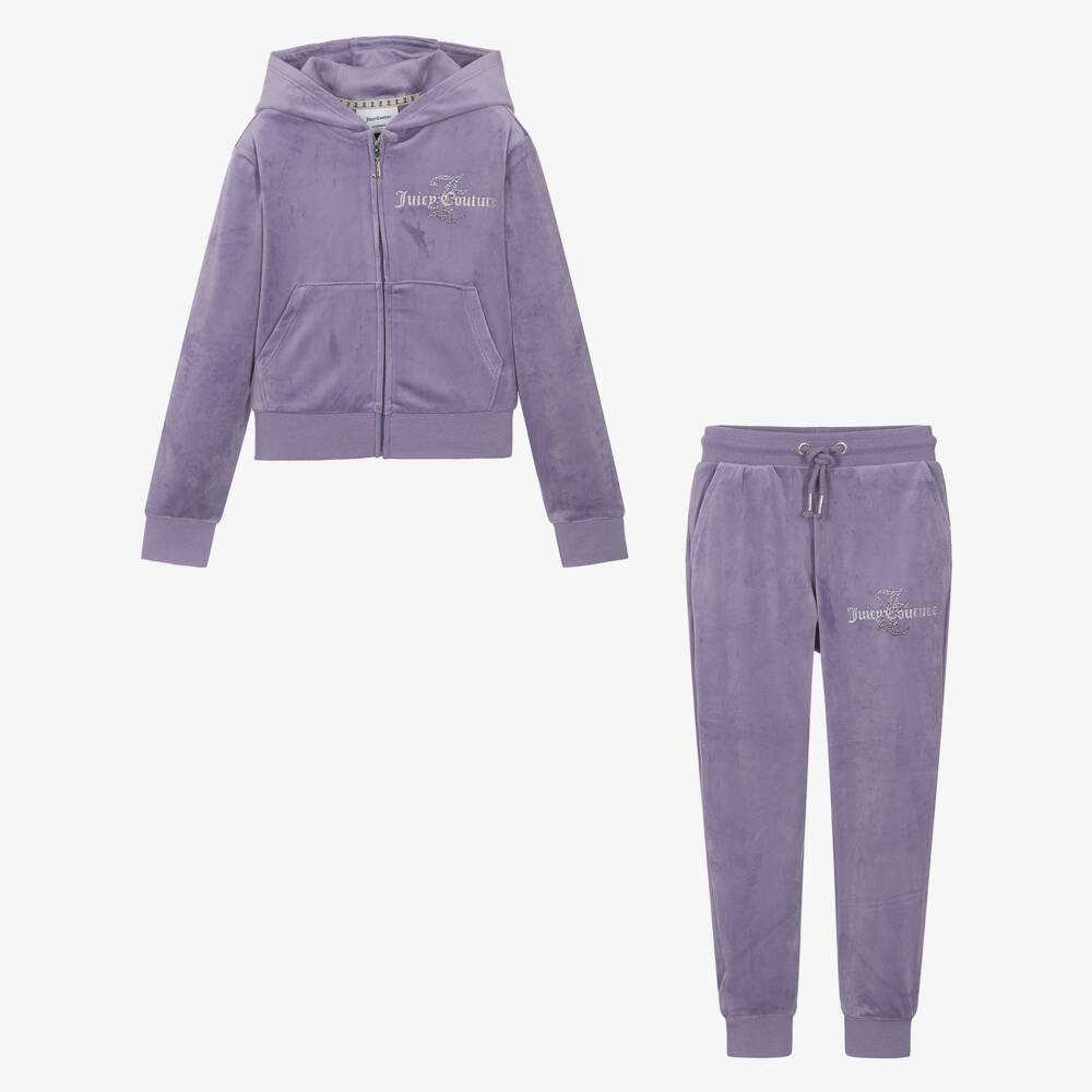 Juicy Couture-Girls Plush Purple Velour Set | Childrensalon Outlet