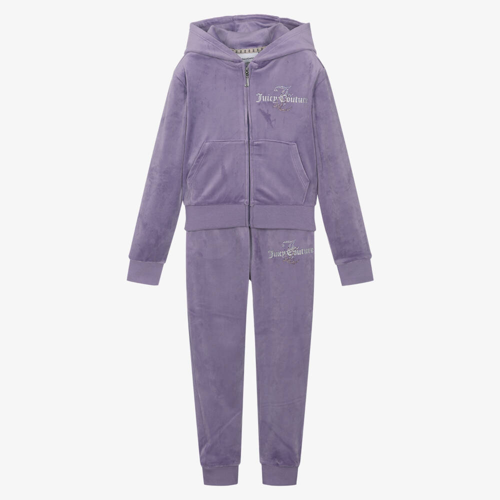 Juicy Couture-Girls Plush Purple Velour Set | Childrensalon Outlet