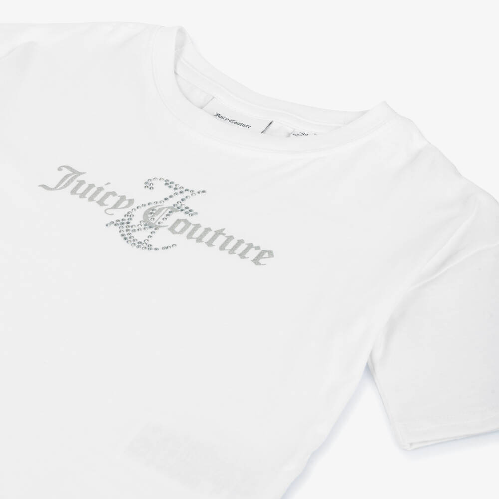 Juicy Couture-تي شيرت قطن أبيض ناصع للبنات | Childrensalon Outlet