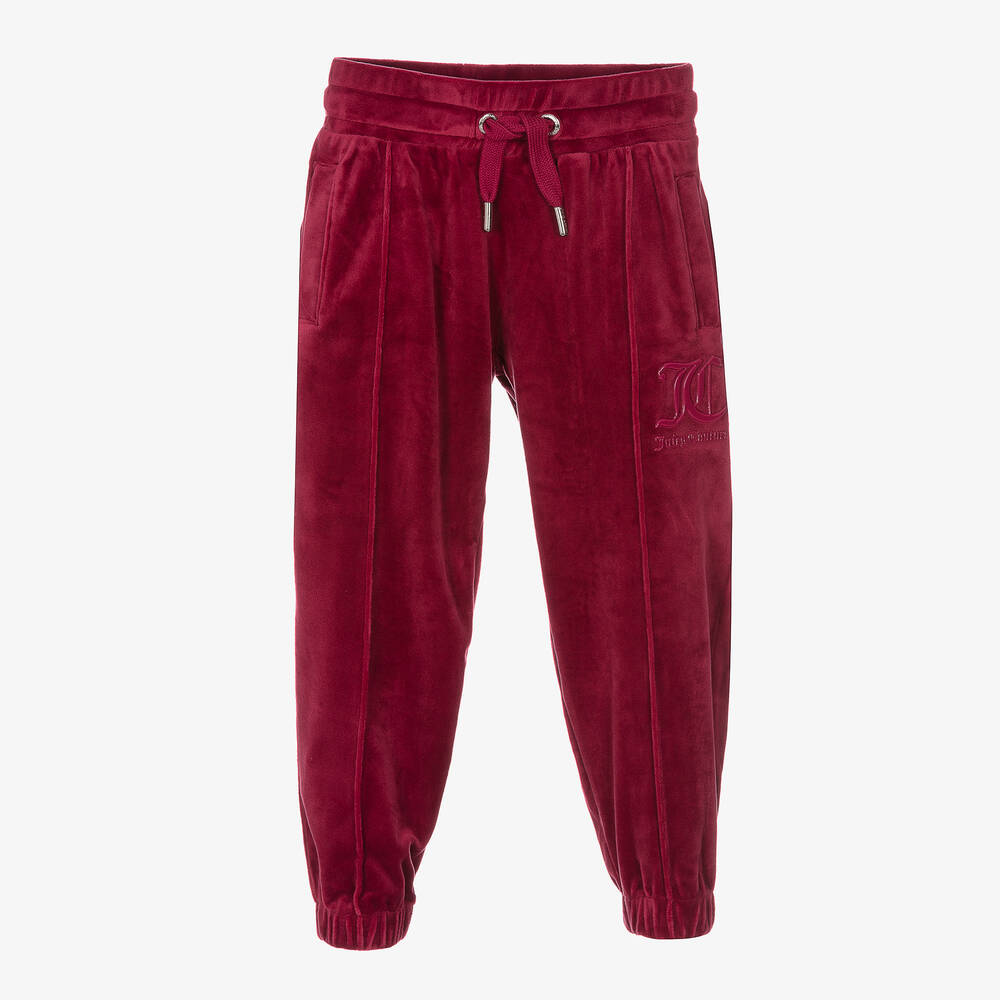 Juicy Couture - Girls Red Velour Joggers | Childrensalon