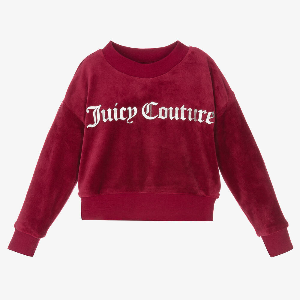 Juicy Couture - Girls Red Velour Sweatshirt | Childrensalon