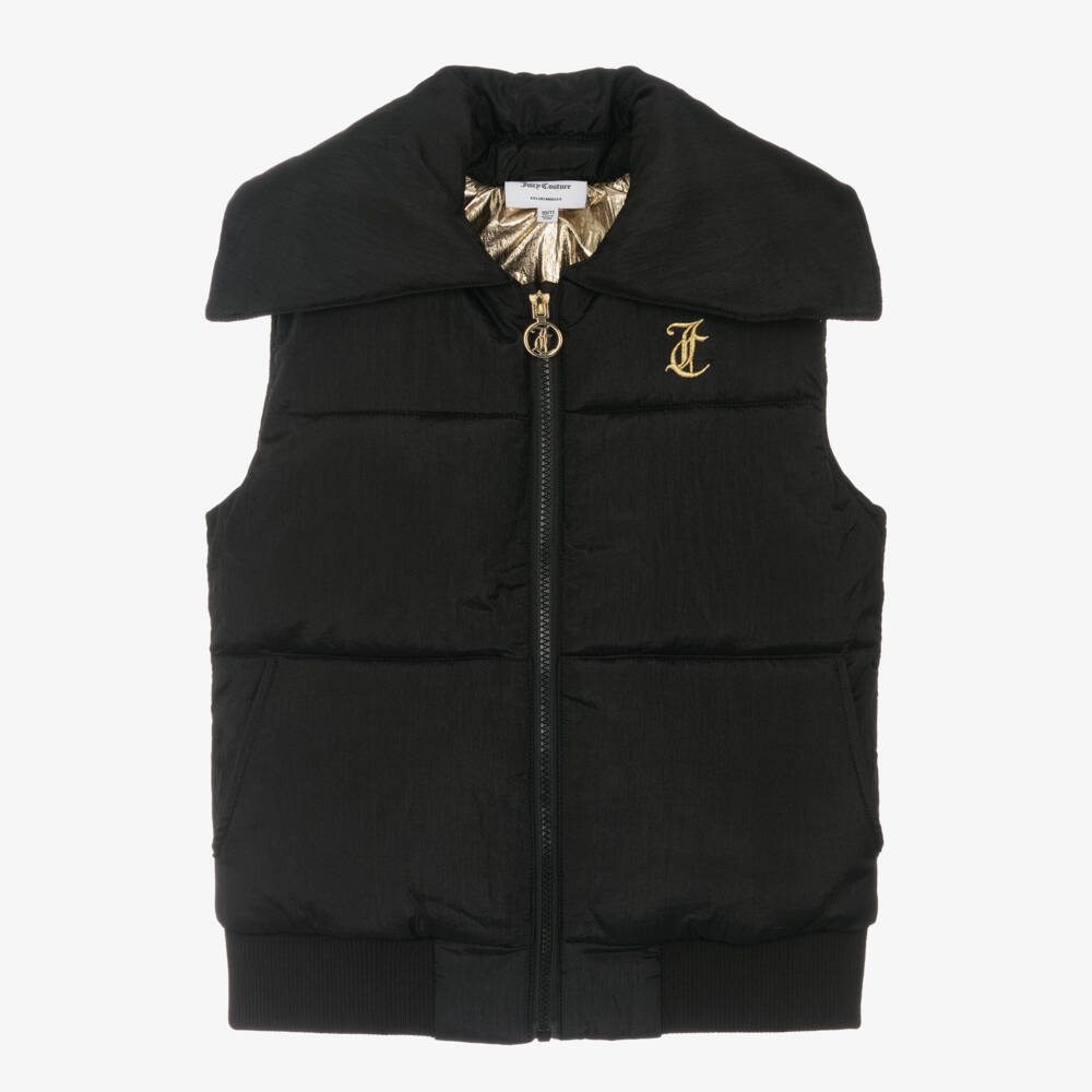 Juicy Couture-Girls Silky Black Quilted Vest | Childrensalon Outlet