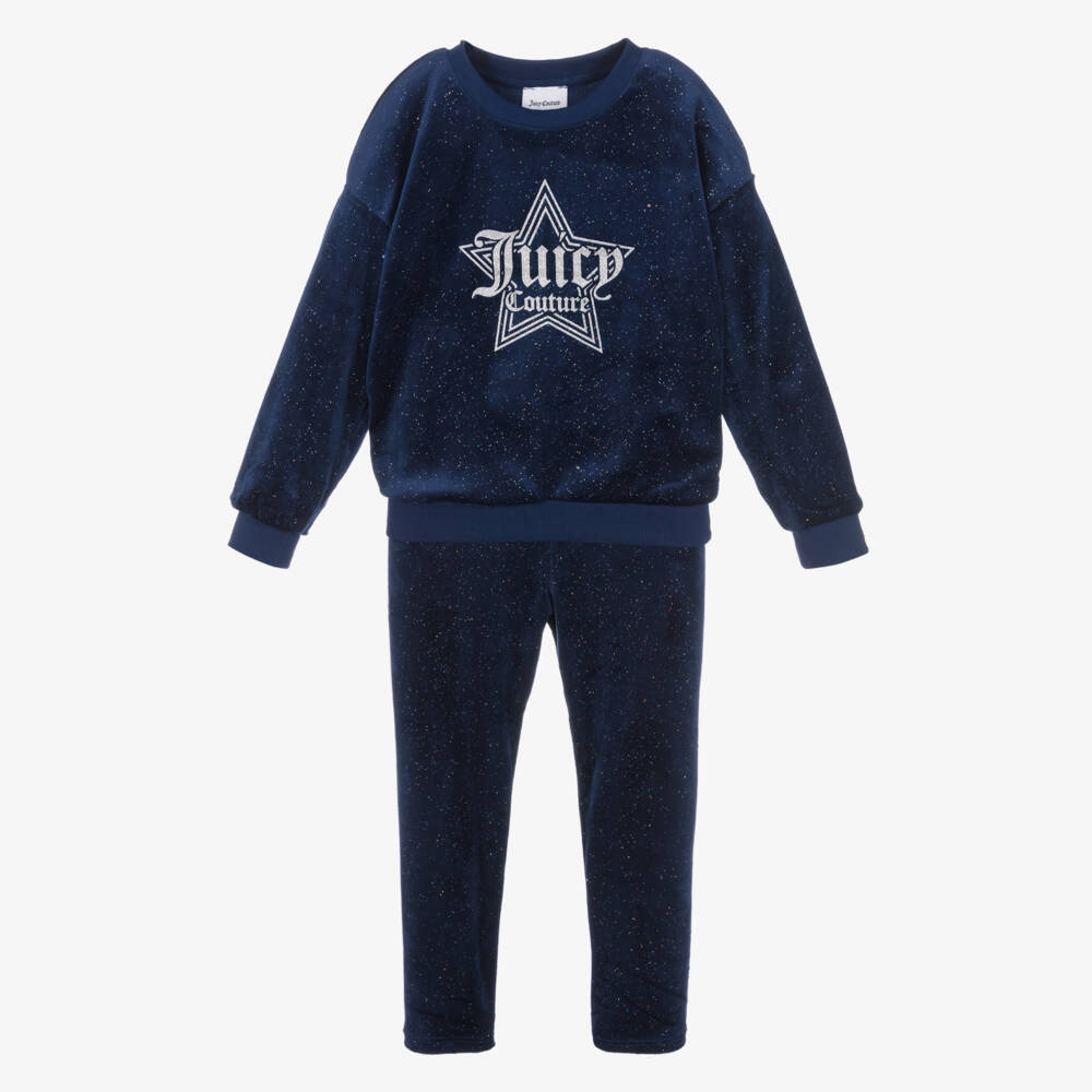 Juicy Couture-طقم مخمل أزرق ناعم للبنات | Childrensalon Outlet