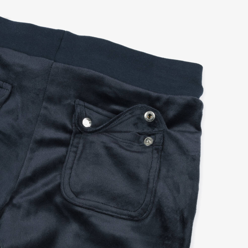 Juicy Couture-Girls Soft Navy Velour Trousers | Childrensalon Outlet
