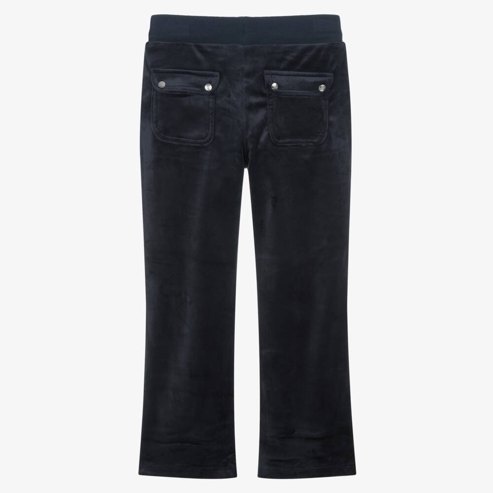 Juicy Couture-Girls Soft Navy Velour Trousers | Childrensalon Outlet