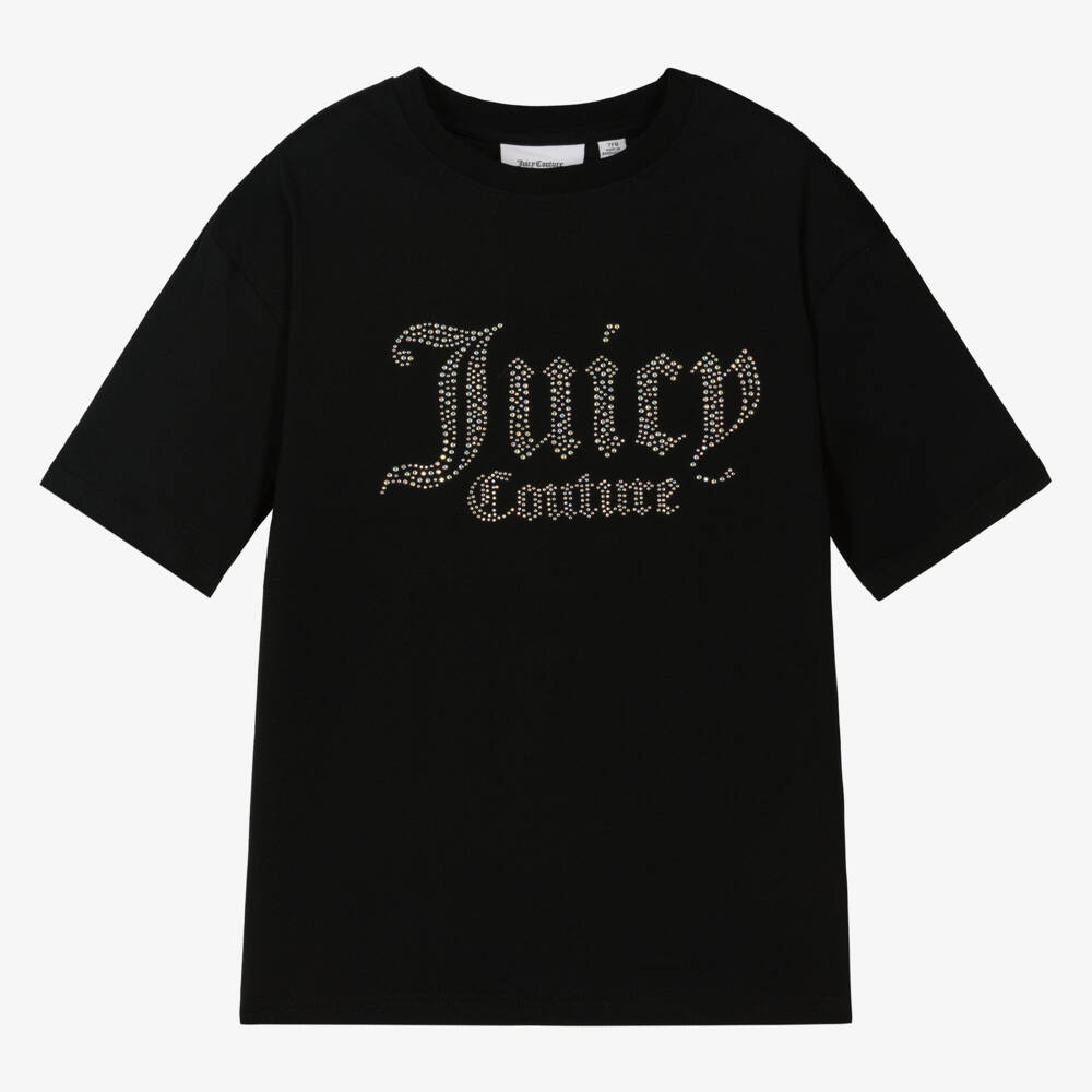 Juicy Couture-Блестящая черная футболка с логотипом для девочек | Childrensalon Outlet