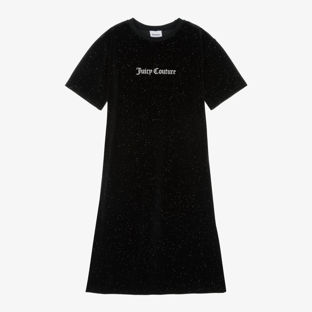 Juicy Couture-Girls Sparkling Black Velour Frock | Childrensalon Outlet
