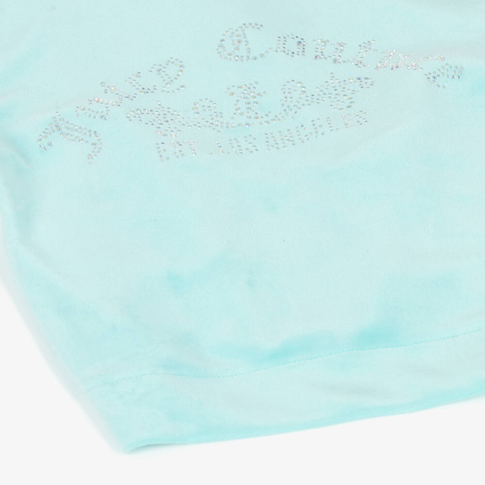Juicy Couture-Girls Turquoise Blue Velour Zip-Up Top with Diamanté Logo | Childrensalon Outlet