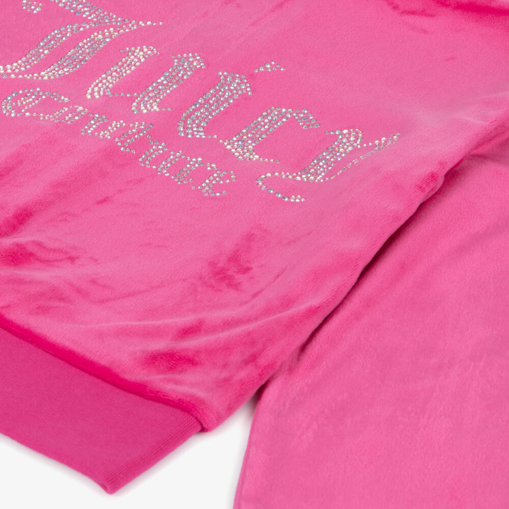 Juicy Couture-Girls Velour Pink Hoodie Jacket | Childrensalon Outlet