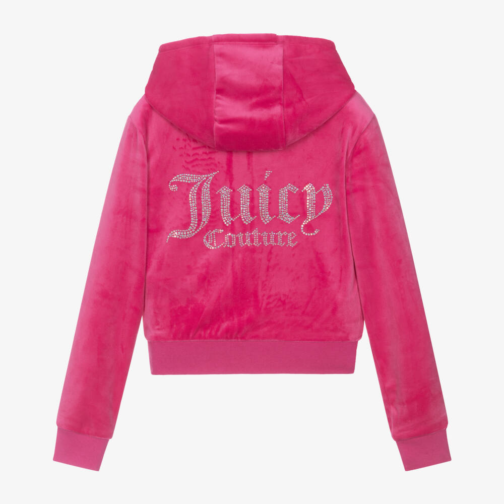 Juicy Couture-Girls Velour Pink Hoodie Jacket | Childrensalon Outlet