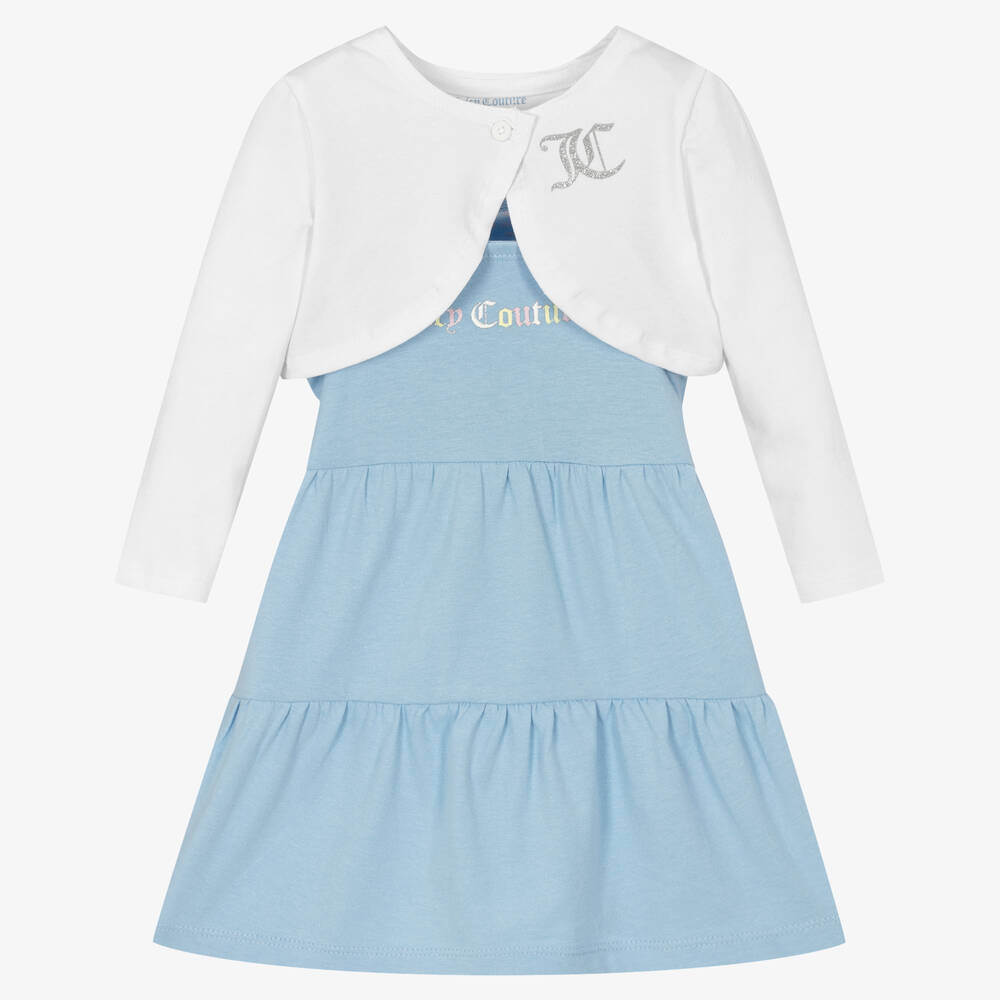 Juicy Couture - Girls White & Blue Dress Set | Childrensalon