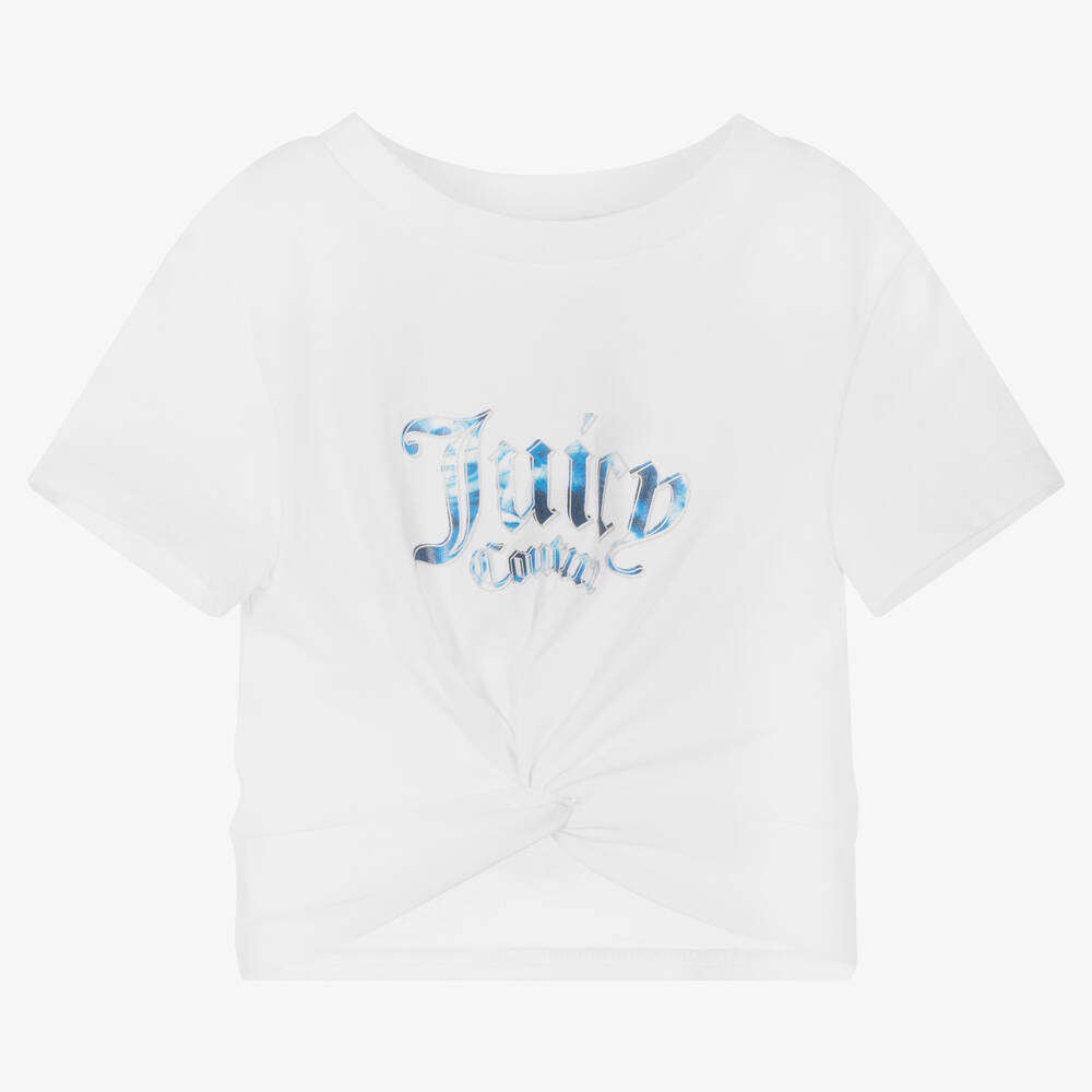 Juicy Couture - Girls White Cotton Logo T-Shirt | Childrensalon