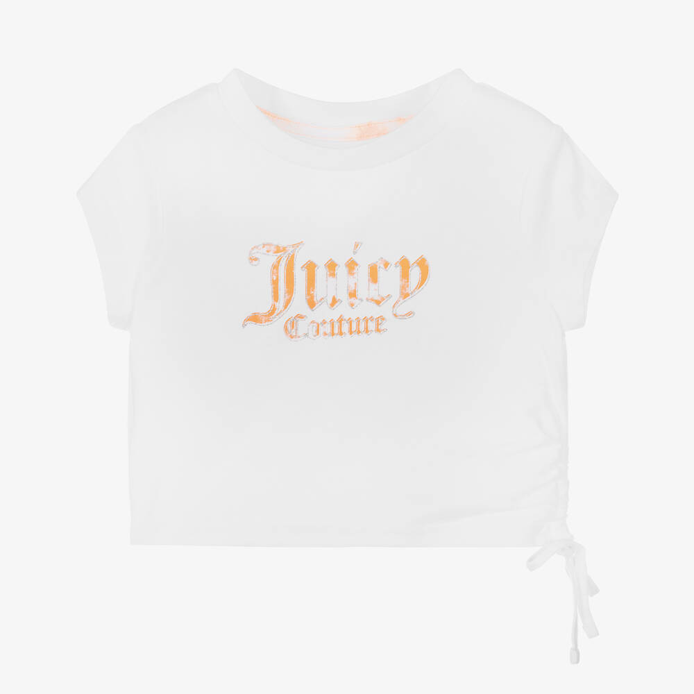 Juicy Couture - Girls White Cotton Logo T-Shirt | Childrensalon