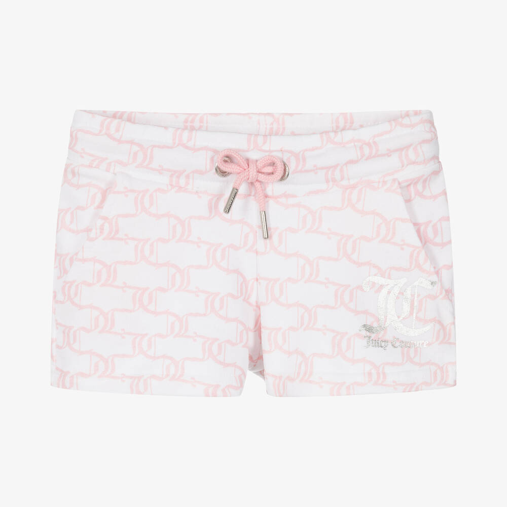 Girls White Cotton Shorts