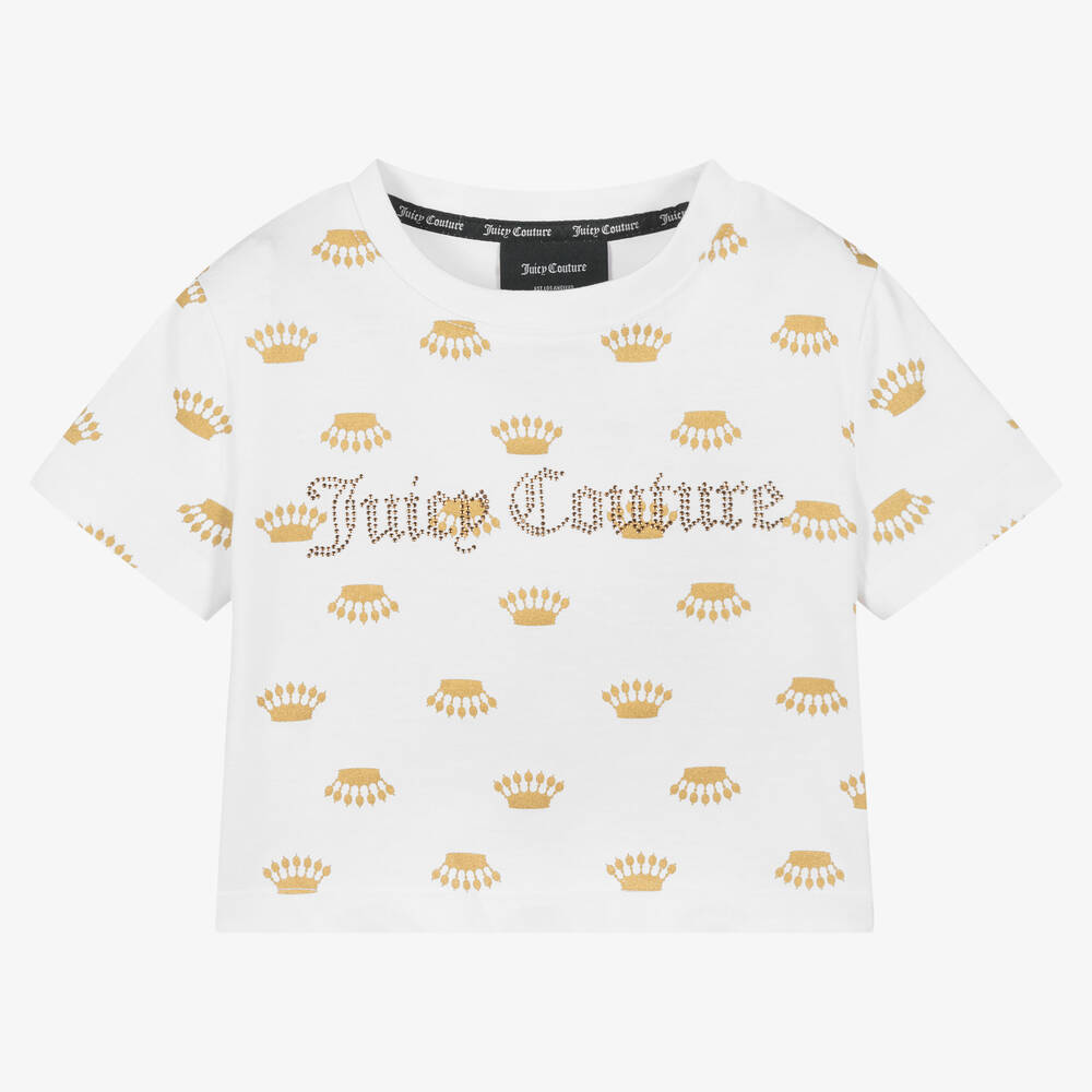 Juicy Couture - Girls White Cotton T-Shirt | Childrensalon