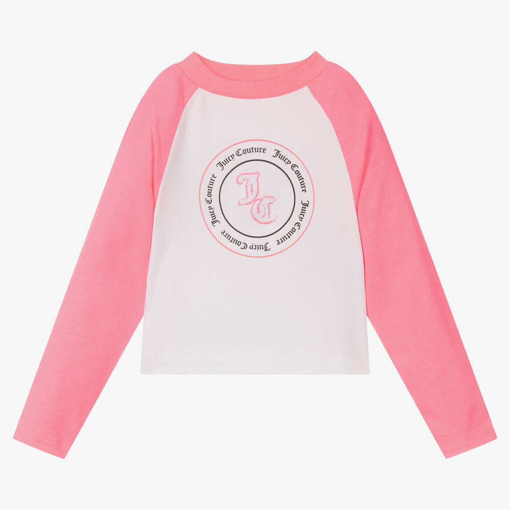 Juicy Couture - Girls White & PInk Logo Top | Childrensalon