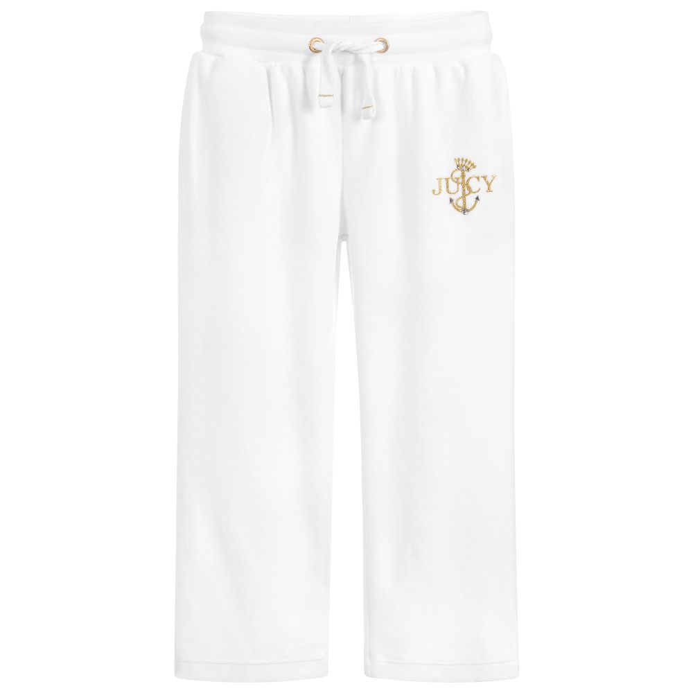 Juicy Couture - Girls White Velour Joggers | Childrensalon