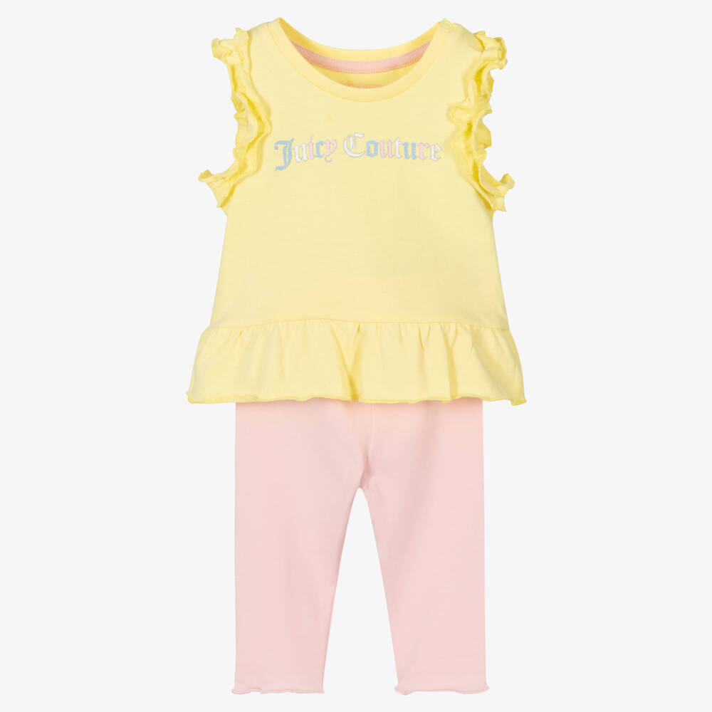 Juicy Couture - Girls Yellow Top & Pink Leggings Set | Childrensalon