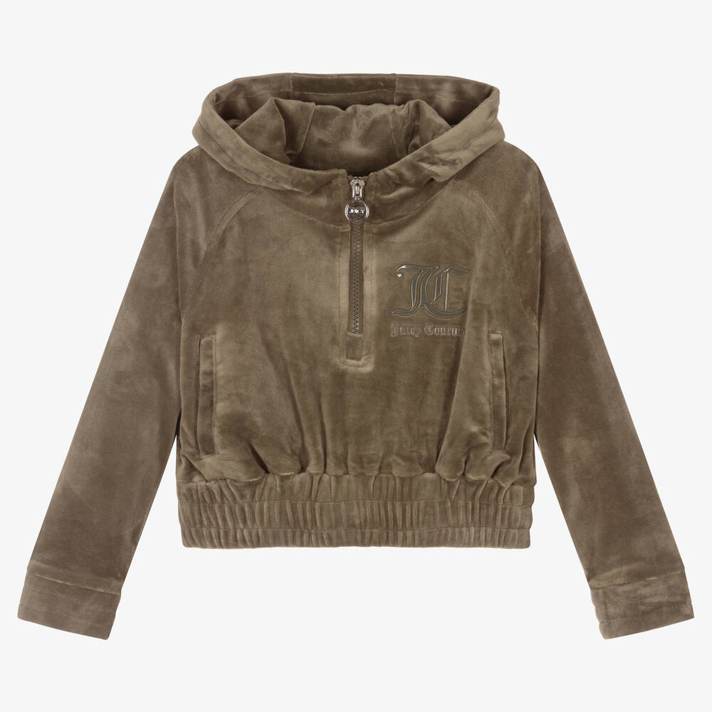Juicy Couture - Green Logo Velour Hoodie | Childrensalon Outlet