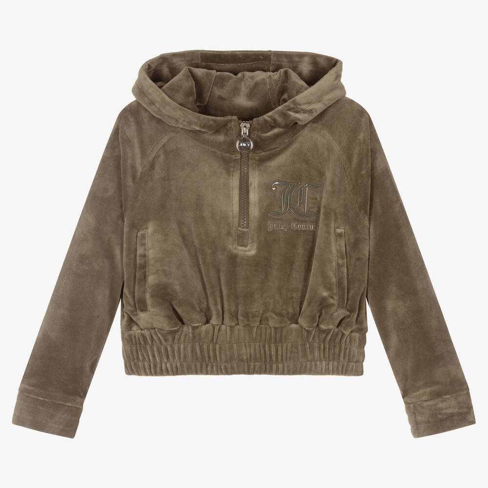 Green Logo Velour Hoodie