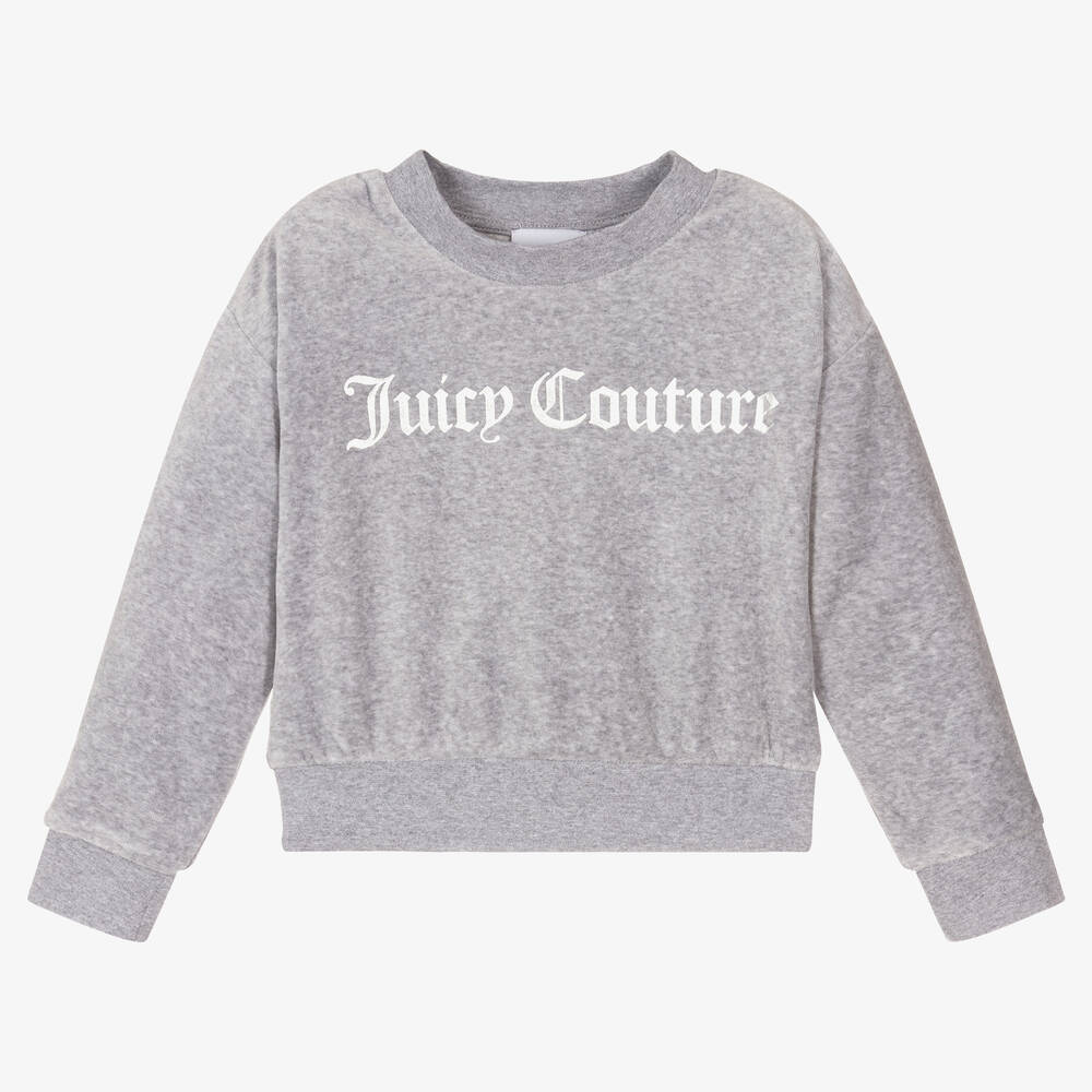 Juicy Couture - Grey Logo Velour Sweatshirt | Childrensalon