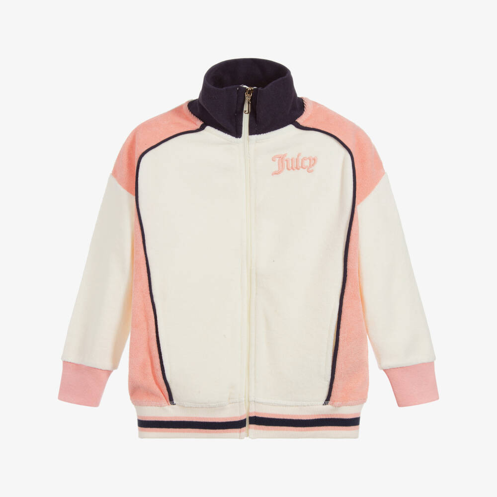 Juicy Couture-Ivory & Pink Zip-Up Top | Childrensalon Outlet