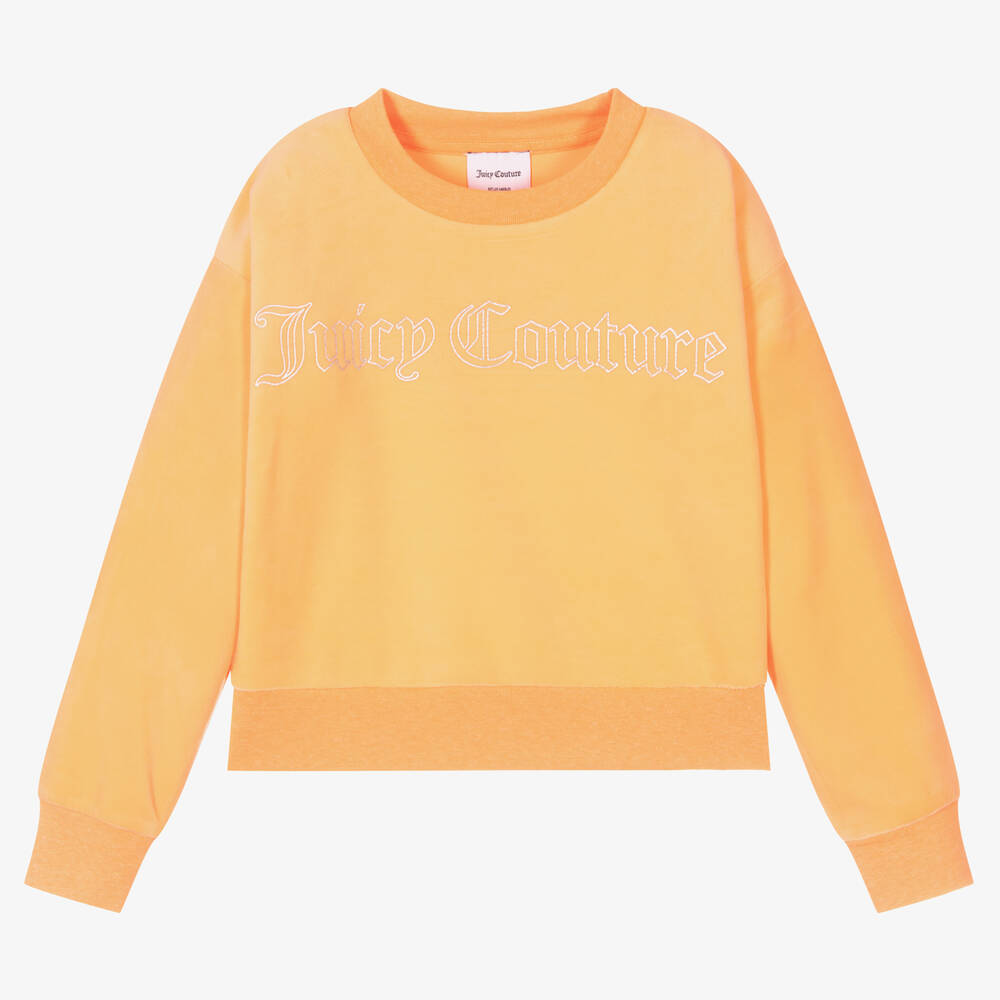 Juicy Couture - Orange Velour Logo Sweatshirt | Childrensalon