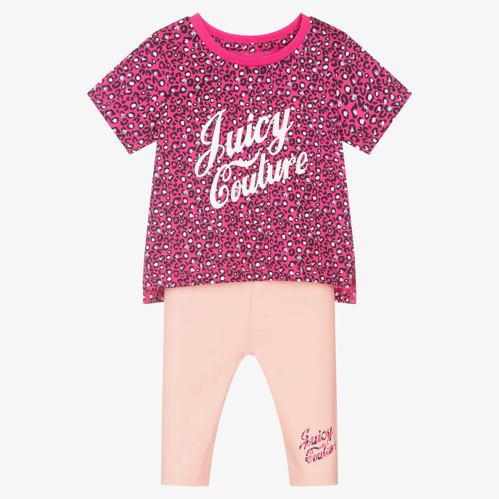 Juicy Couture - Pink Logo Cotton Leggings Set | Childrensalon