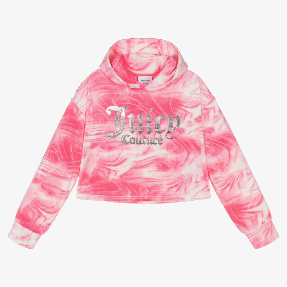 Juicy Couture - Pink Marbled Velour Hoodie | Childrensalon