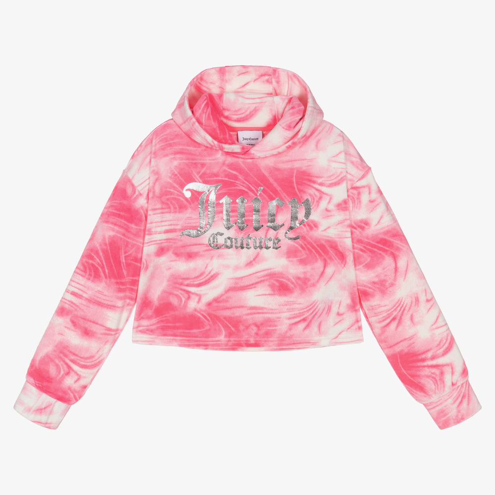 Juicy Couture-Pink Marbled Velour Hoodie | Childrensalon Outlet