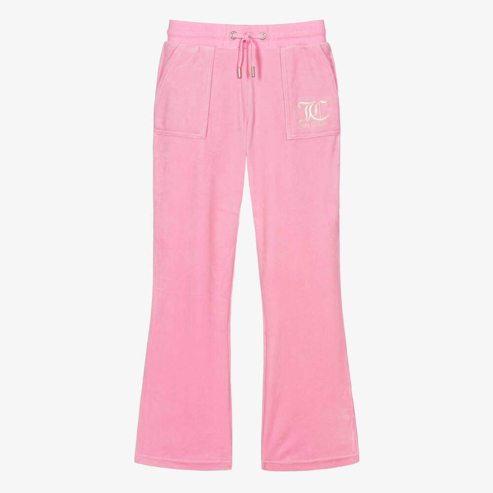 Juicy Couture - Pink  Velour Wide Leg Trousers | Childrensalon