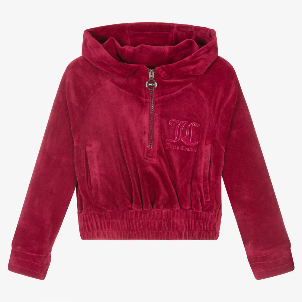 Red Logo Velour Hoodie