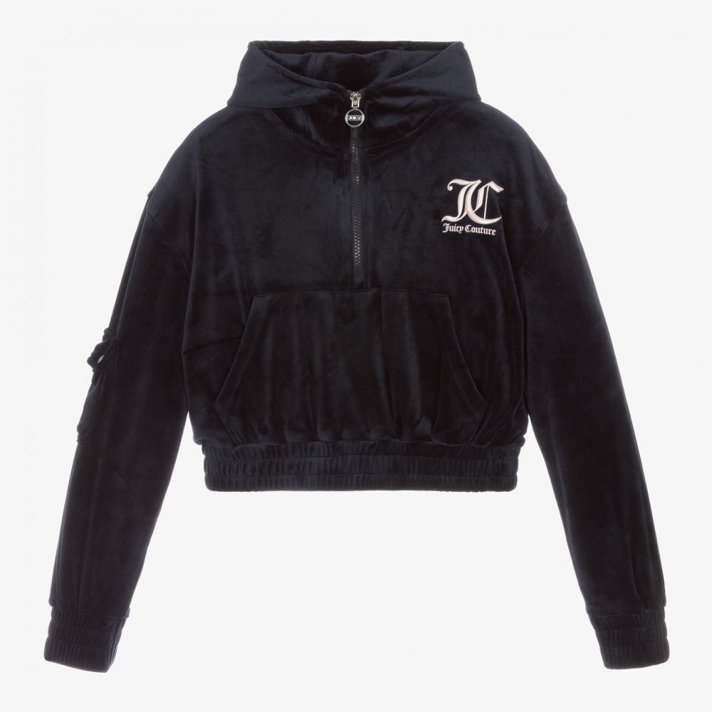 Juicy Couture-توب هودي تينز بناتي قطيفة لون كحلي | Childrensalon Outlet