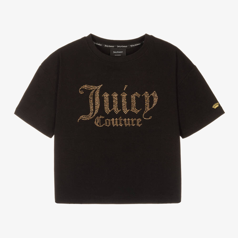 Juicy Couture - تيشيرت تينز بناتي قطن لون أسود | Childrensalon