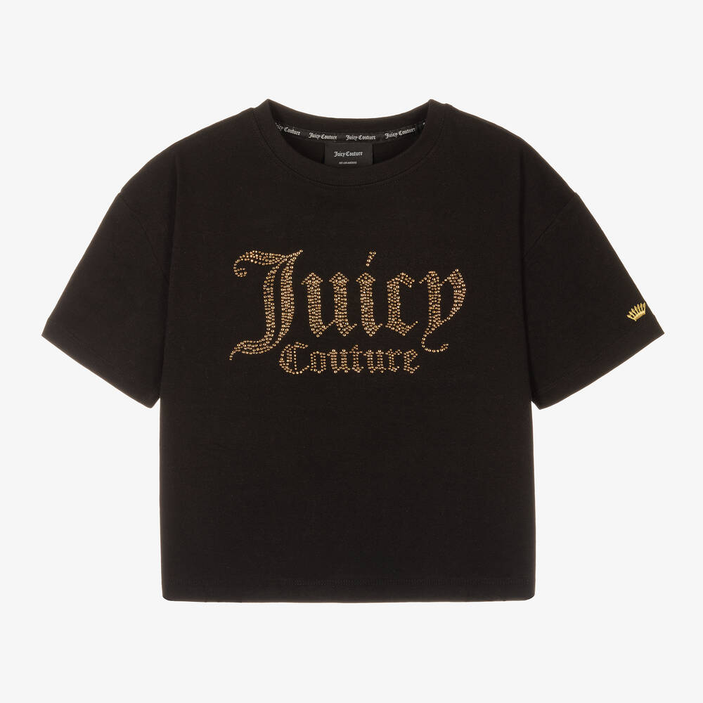 Juicy Couture-Черная футболка со стразами для девочек-подростков | Childrensalon Outlet