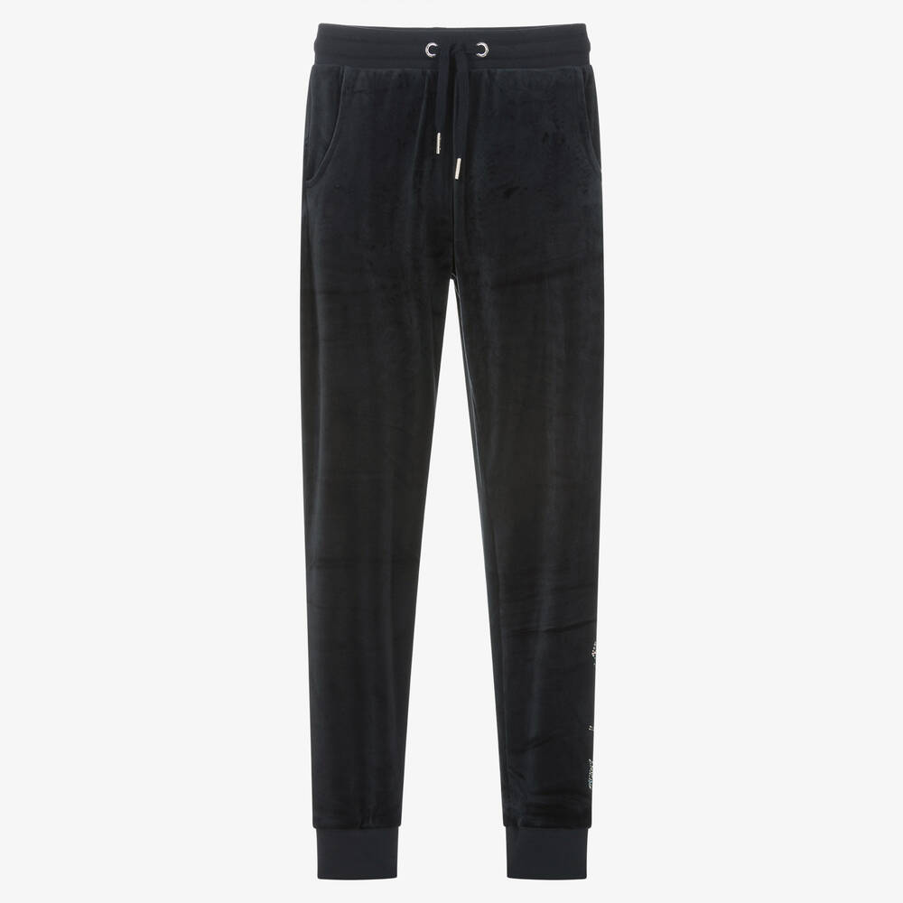 Juicy Couture - Teen Girls Blue Diamanté Velour Joggers | Childrensalon