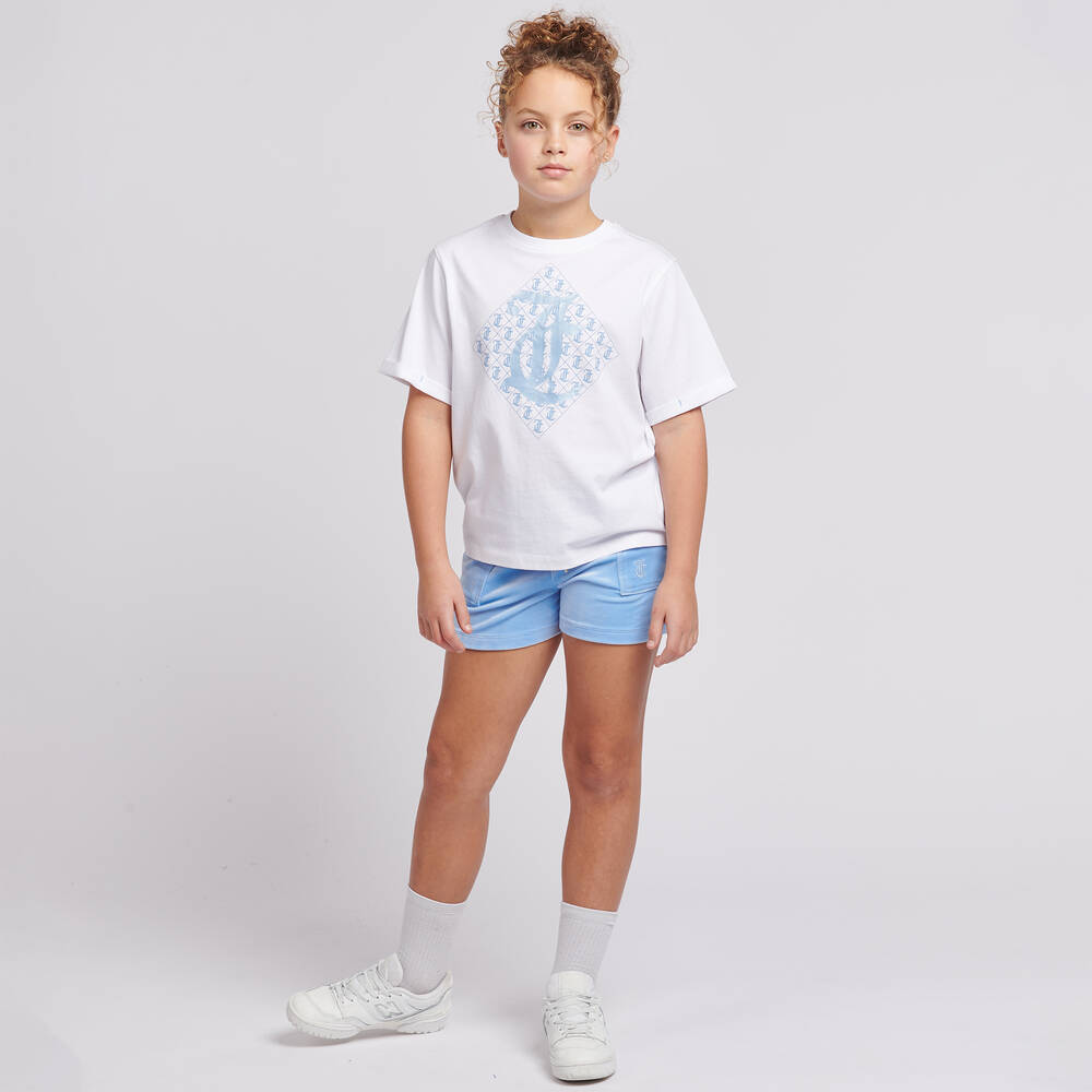Juicy Couture-Teen Girls Blue Velour Shorts Set | Childrensalon Outlet
