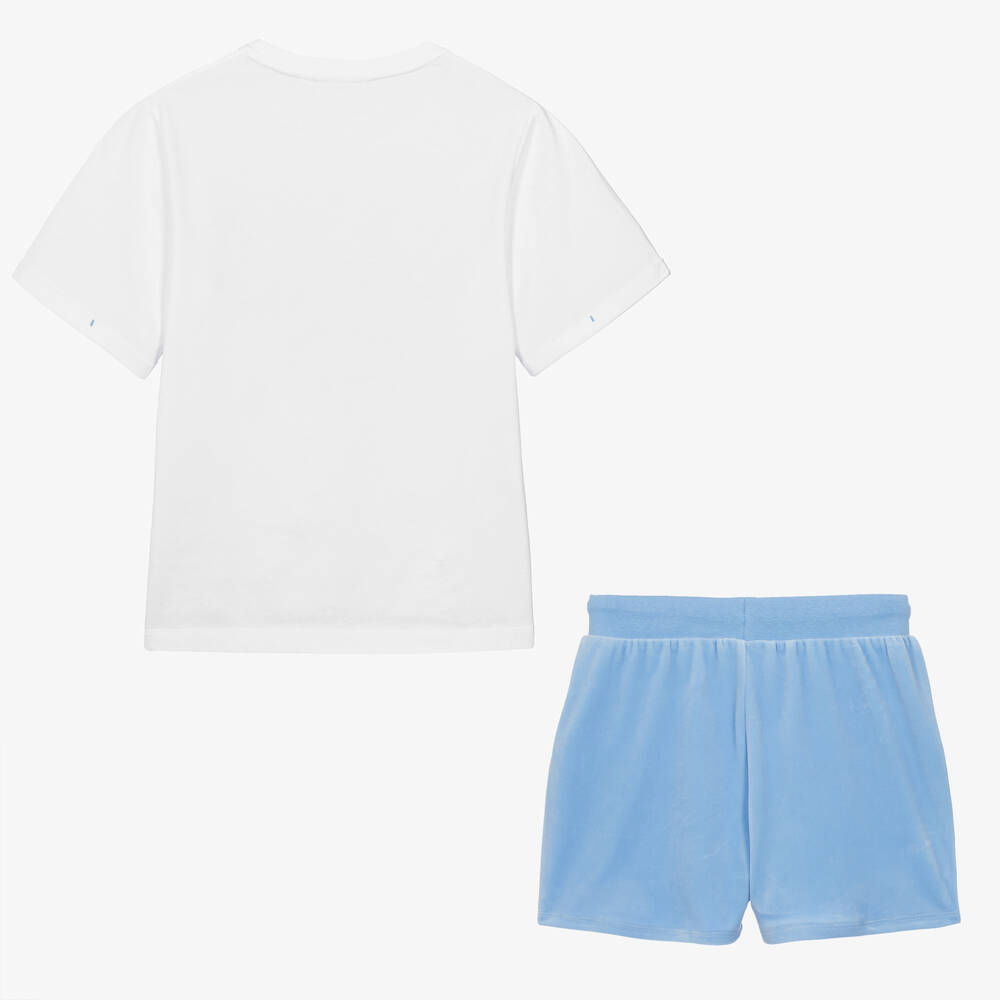 Juicy Couture-Teen Girls Blue Velour Shorts Set | Childrensalon Outlet