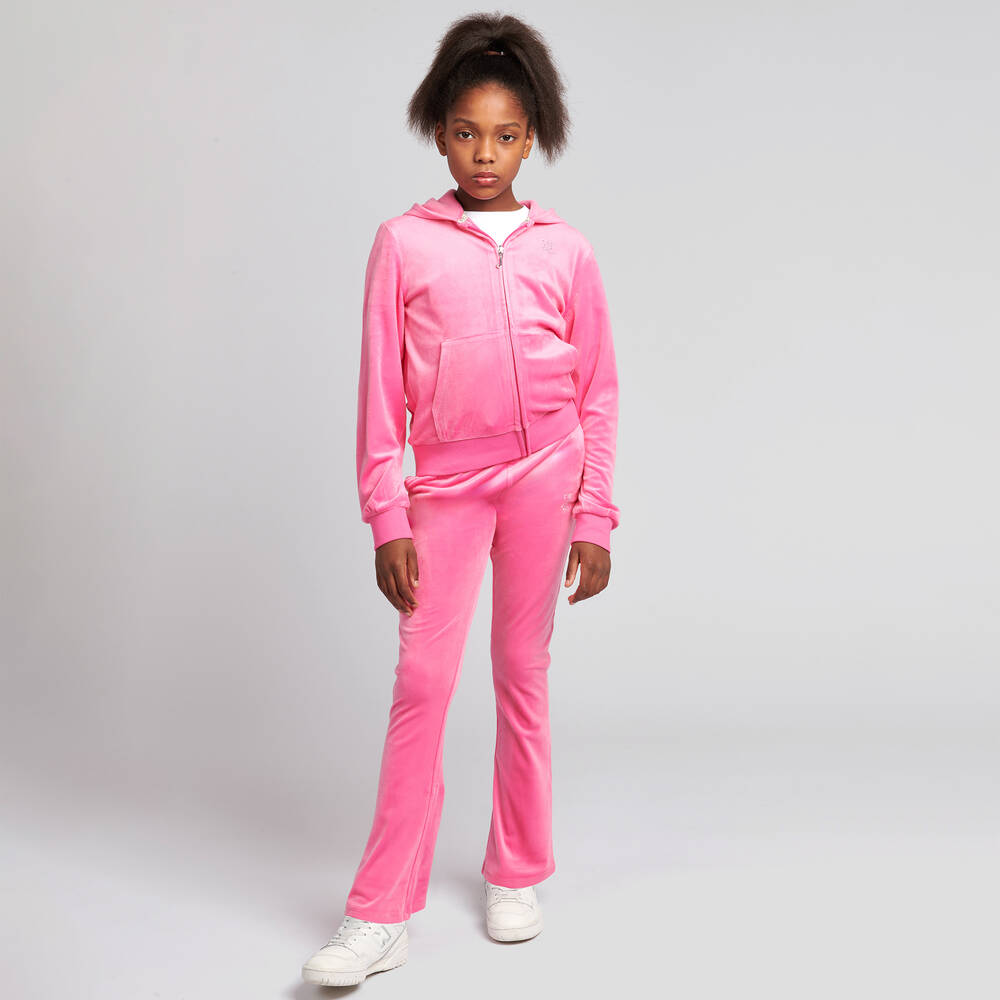 Juicy Couture Teen Girls Bright Pink Flared Velour Joggers