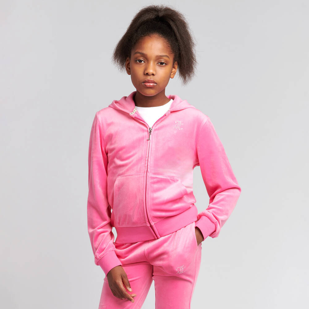 Juicy Couture Teen Girls Bright Pink Velour Zip Up Top Childrensalon Outlet
