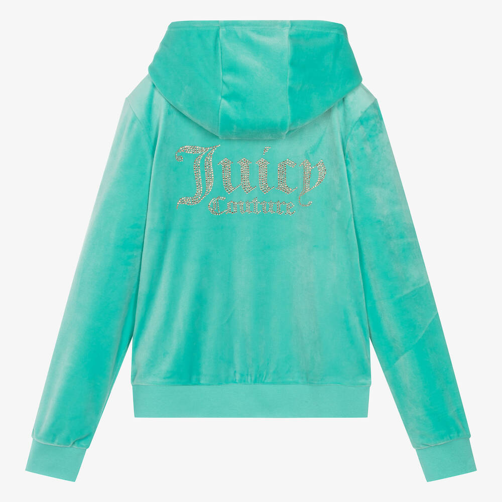Juicy Couture Teen Girls Green Velour Zip Up Top