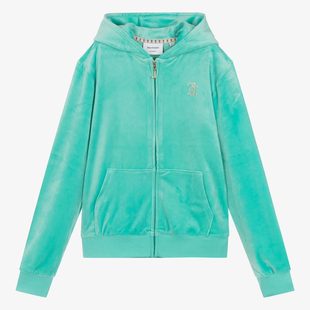 Juicy Couture Teen Girls Green Velour Zip Up Top Childrensalon Outlet