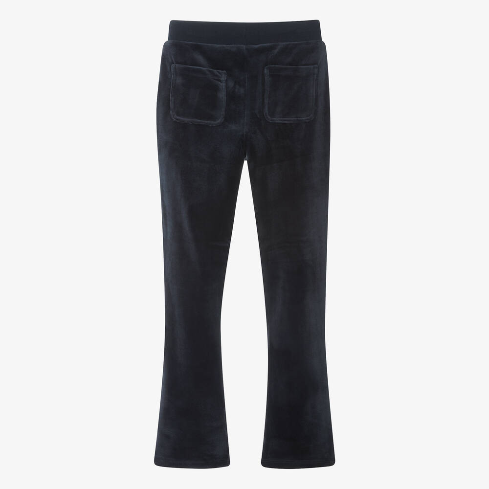 Juicy Couture-Teen Girls Navy Blue Flared Velour Joggers | Childrensalon Outlet